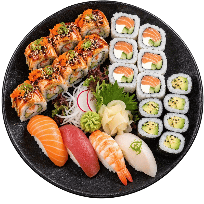 Sushi set Hikari na černém talíři